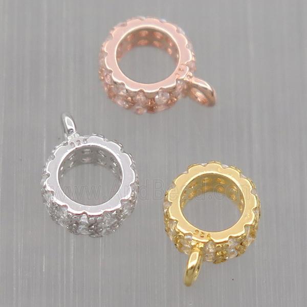 Sterling Silver hanger bail pave zircon, mixed color