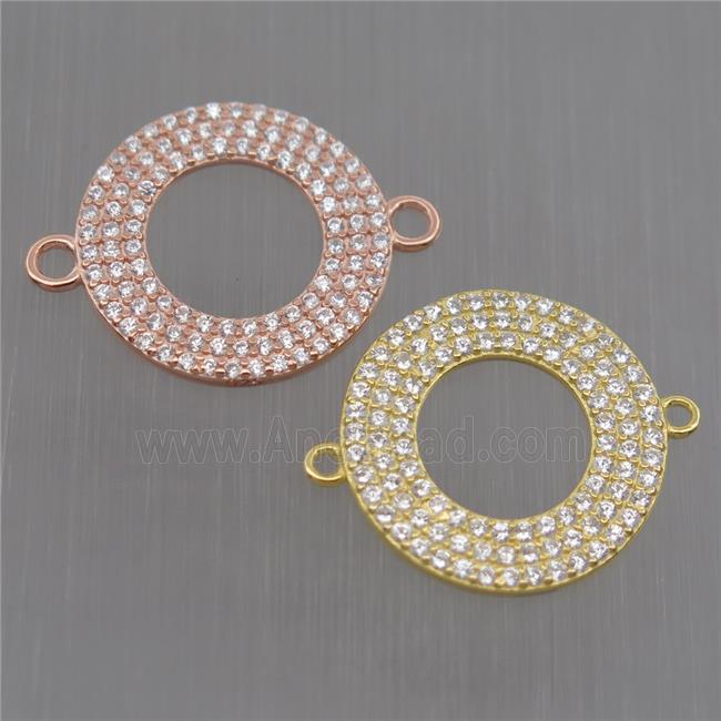 Sterling Silver donut connector paved zircon, mixed color