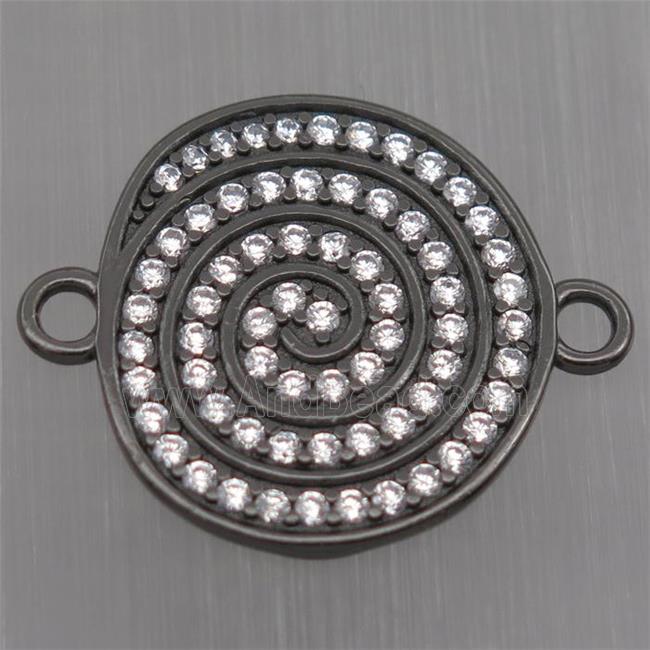 Sterling Silver rebirth connector paved zircon, black plated