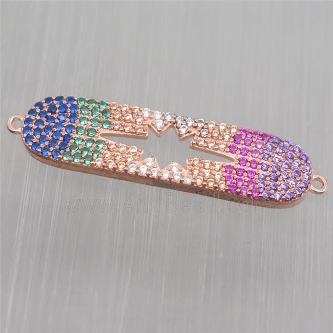 Sterling Silver northstar connector paved zircon, rose gold