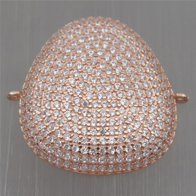 Sterling Silver teardrop connector paved zircon, rose gold