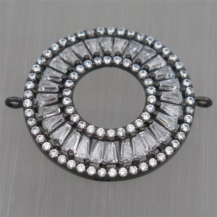 Sterling Silver donut connector paved zircon, black plated