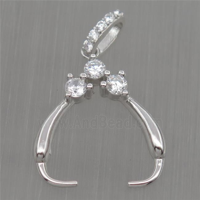 Sterling Silver clasp paved zircon, platinum plated