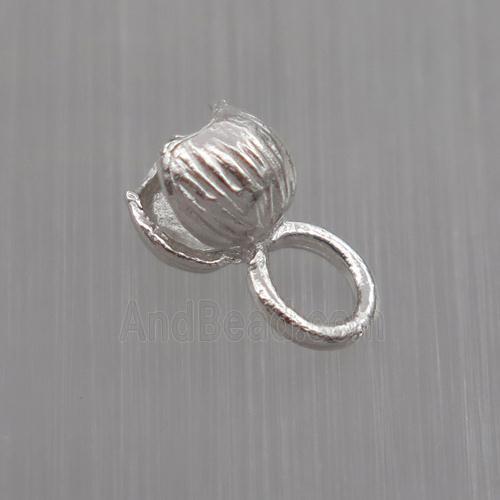 Sterling Silver pendant paved zircon, lotus flower, platinum plated