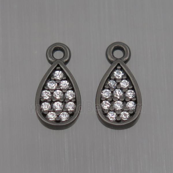 Sterling Silver teardrop pendant paved zircon, black plated