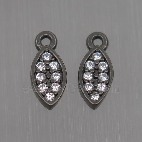 Sterling Silver leaf pendant paved zircon, black plated