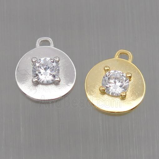 Sterling Silver circle pendant paved zircon, mixed color