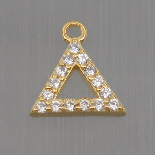 Sterling Silver triangle pendant paved zircon, gold plated
