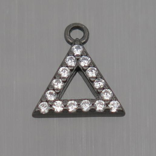 Sterling Silver triangle pendant paved zircon, black plated