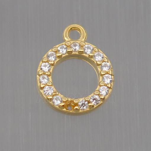 Sterling Silver circle pendant paved zircon, gold plated