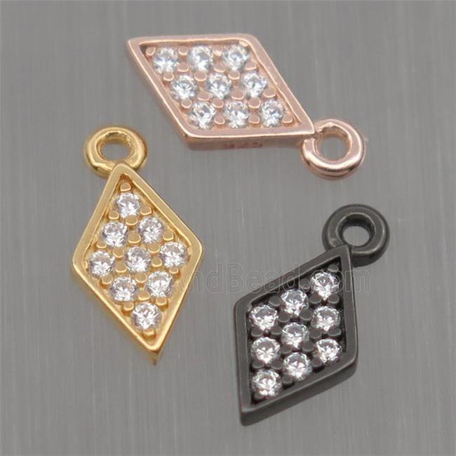 Sterling Silver dart pendant paved zircon, mixed color