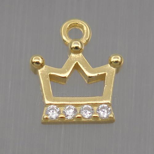 Sterling Silver crown pendant paved zircon, gold plated