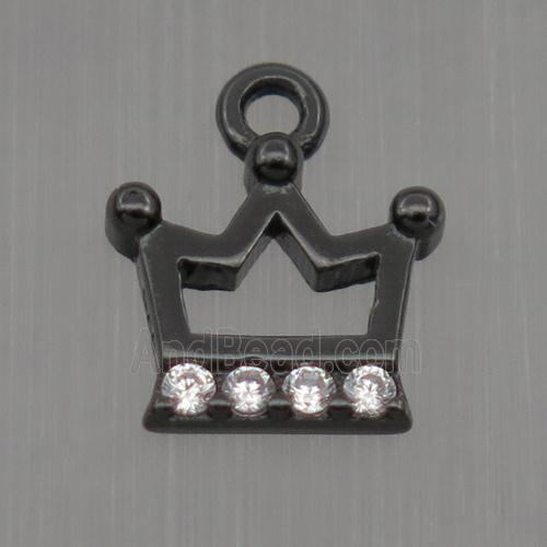 Sterling Silver crown pendant paved zircon, black plated