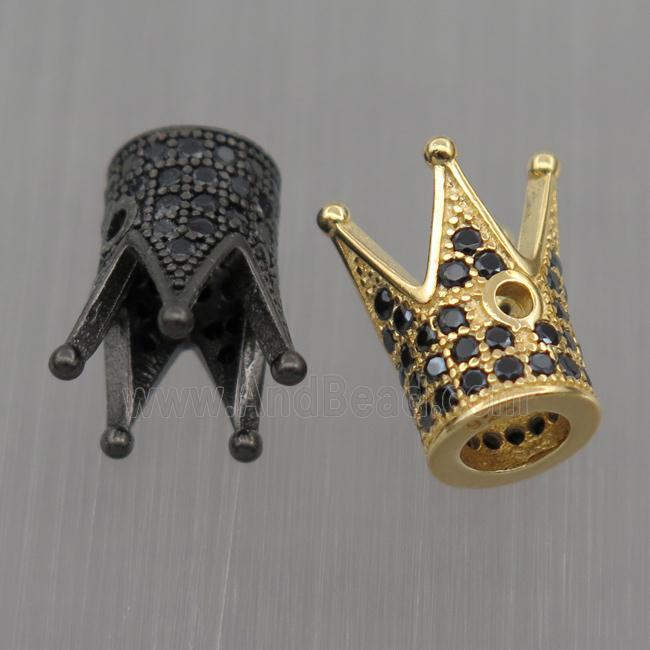 Sterling Silver crown beads paved zircon, mixed