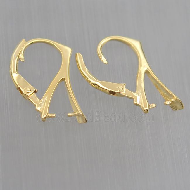 Sterling Silver Leaveback Earrings, gold plated