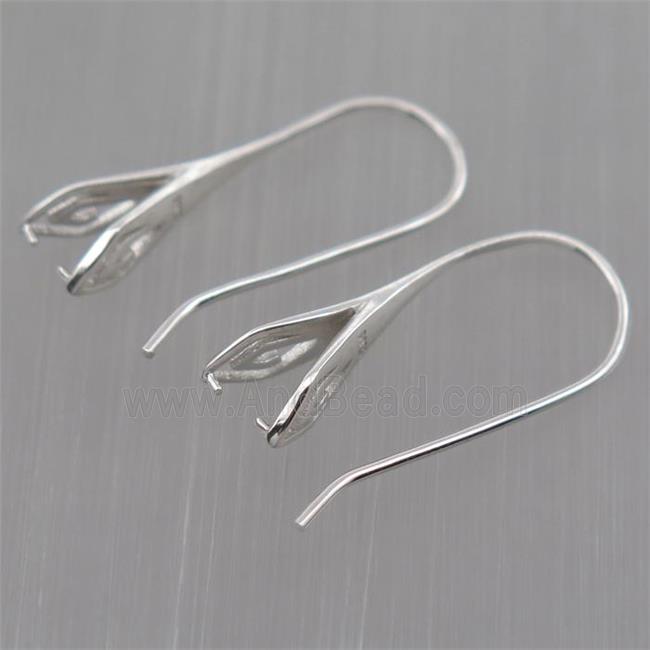 Sterling Silver hook Earrings with bail, platinum plated