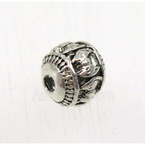 tibetan silver round alloy beads, non-nickel