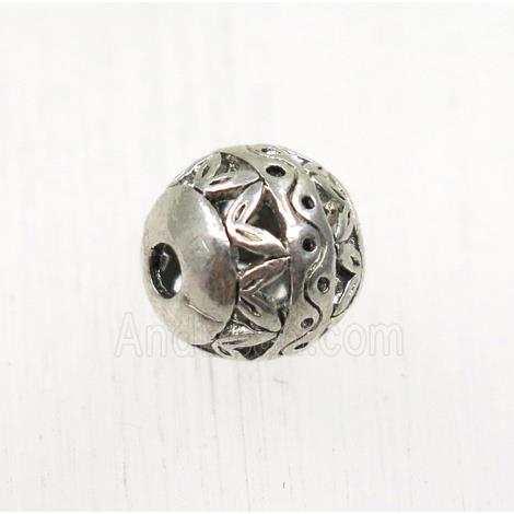 hollow tibetan silver round alloy beads, non-nickel