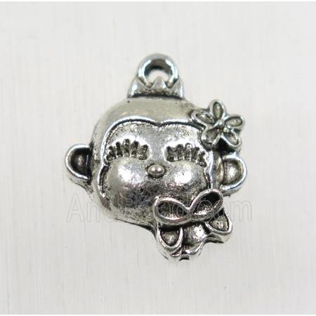tibetan silver monkey pendants, non-nickel