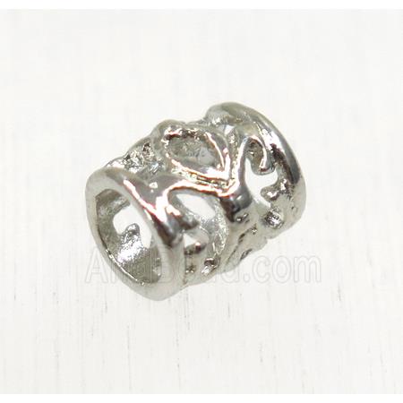 tibetan silver alloy tube beads, non-nickel, silver plated