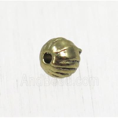 round tibetan silver zinc beads, non-nickel, antique gold