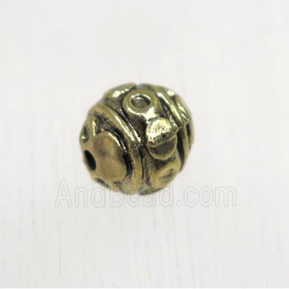 tibetan silver zinc beads, non-nickel, antique gold