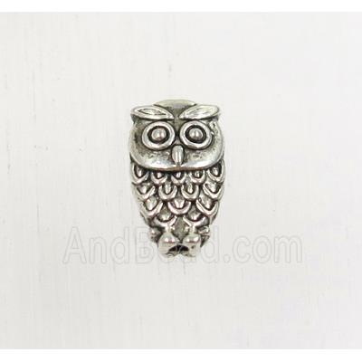 tibetan silver zinc owl beads, non-nickel