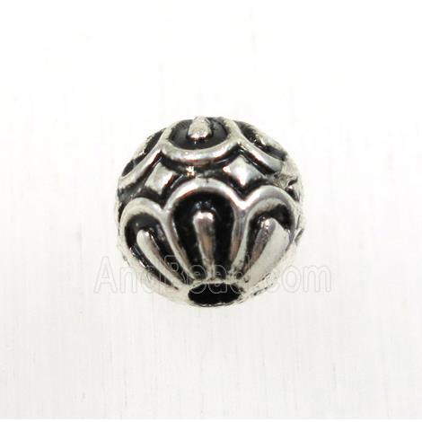 round tibetan silver zinc beads, non-nickel