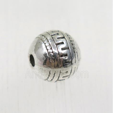 round tibetan silver zinc beads, non-nickel