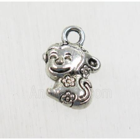 tibetan silver monkey pendant, non-nickel