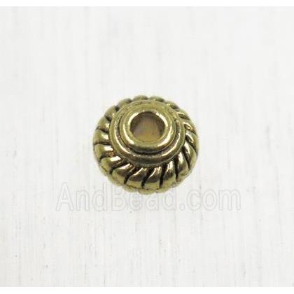 tibetan silver zinc rondelle beads, non-nickel, antique gold
