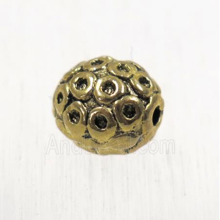 tibetan silver zinc barrel beads, non-nickel, antique gold