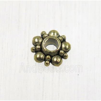 tibetan silver zinc daisy beads, non-nickel, antique gold