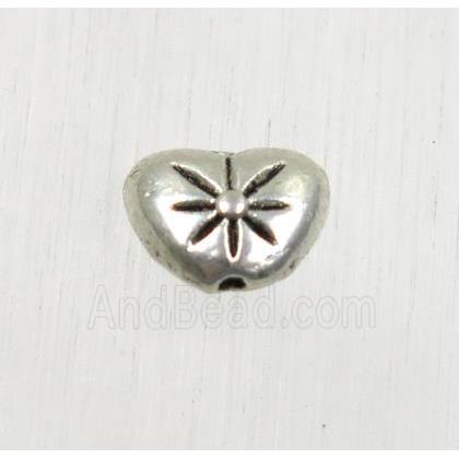 tibetan silver zinc heart beads, non-nickel