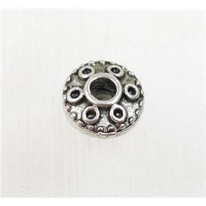 tibetan silver zinc rondelle beads, non-nickel, approx 8mm dia, 2.5mm hole