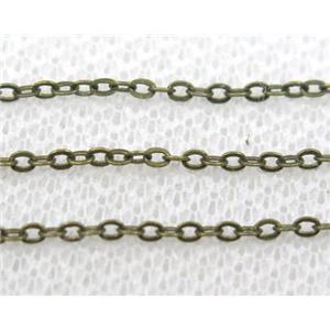copper chain, flat, antique bronze, approx 2x2.5mm