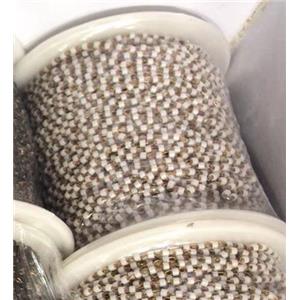 white crystal glass seed beaded chain, approx 2mm dia