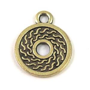 Tibetan silver pendant, non-nickel, approx 15mm dia