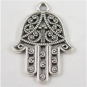 Tibetan silver hamsahand pendant, non-nickel, approx 22x30mm