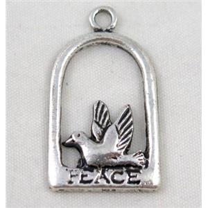 Tibetan silver bird pendant, Non-nickel, approx 20x35mm