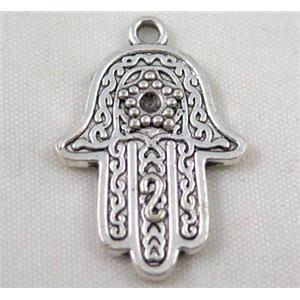 Tibetan silver hamsahand pendant, Non-nickel, approx 18x28mm