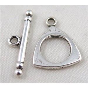 Tibetan Silver Toggle Clasp Non-Nickel, approx 15x18mm, stick 23mm