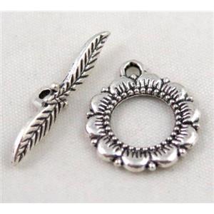 Tibetan Silver Toggle Clasp Non-Nickel, approx 17mm dia, stick 25mm