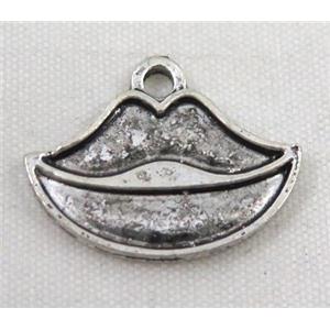 Tibetan silver lip pendant, Non-nickel, approx 20x15mm