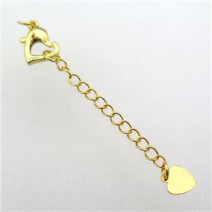 copper necklace extender, gold plated, approx 12mm, 60mm length
