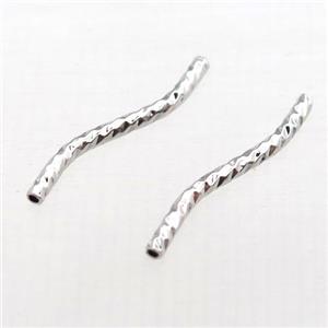 copper tube beads, platinum plated, approx 1.5x20mm