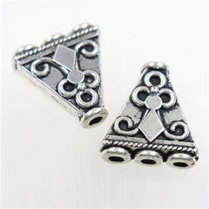 tibetan style alloy beads, triangle, antique silver, approx 18-20mm