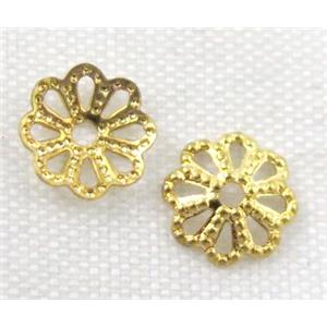 copper beadcaps, gold plated, approx 6mm dia