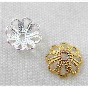 copper beadcaps, mix, approx 7mm dia, gold plated