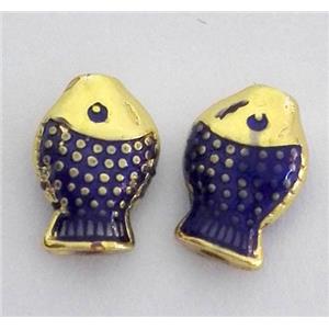 enameling copper fish bead, colorfast, approx 10-14mm